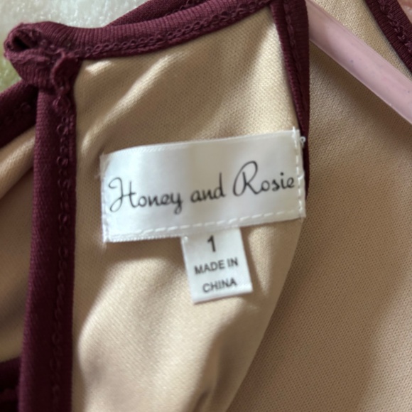 HONEY AND ROSIE PETITE DRESS LACE TOP MAROON SIZE 1 - Picture 6 of 6